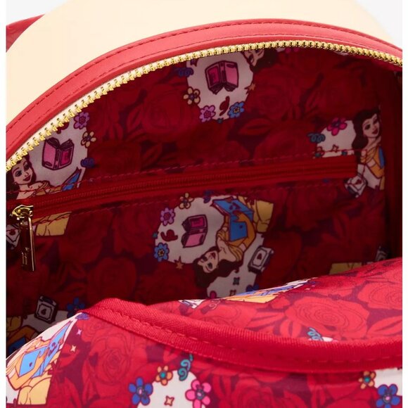 Loungefly Disney Beauty And The Beast Mini Backpack Belle Magnetic Door Bag New main image 5